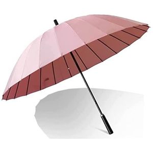 Paraplu Stormparaplu Lederen Handvat Golf Paraplu Winddichte Grote Reis Regen Paraplu Automatische Open Versterking Luifel Gevente Paraplu Waterdichte Paraplu (Color : Rosa, Size : 75cm)
