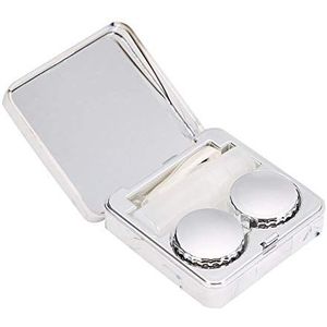 Draagbare marmeren oppervlak spiegel vierkante weken contactlens geval (zilver)