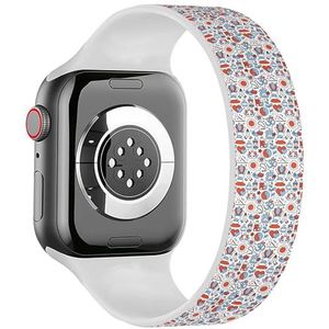 Solo Loop Band Compatibel met All Series Apple Watch 42/44/45/49mm (Yoga Icons Vierkant) Elastische Siliconen Band Strap Accessoire, Siliconen, Geen edelsteen