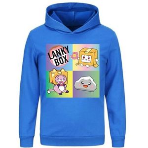 LANKYBOX Jongens hoodies kinderen katoen hoodie Foxy en Boxy prints kinderen pullover sweatshirt grafische outfits, Blauw, 9-10 jaar