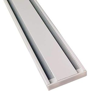 Gordijnrail aluminium - wit ""2 loop"" 180cm (2x90cm) - platte gordijnrail (7mm) - incl. gordijnglijders