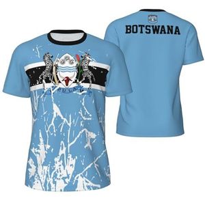 Sport T-Shirt Vintage Botswana Vlag Graan Tees 3D Gedrukt voor Fitness Running Voetbal, Meerkleurig, M