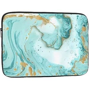 Groen Goud Marmer Print Laptop Sleeve Case Waterdichte schokbestendige Computer Cover Tas voor Vrouwen Mannen