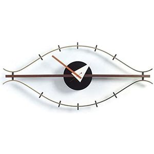 Nelson Eye Clock, klassieke messing + walnoot hout mute quartz wandklok, voor slaapkamer, kantoor, woonkamer, retro decor
