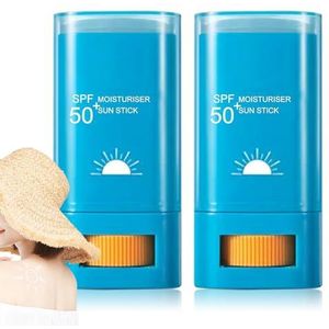 Fusang 2 stuks zonnebrandcrème voor het gezicht, SPF 50+, zonnebescherming, stick-face, oliecontrole, lichte zonwering, zonwering, matte stick voor het gezicht