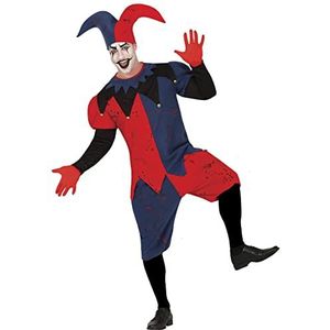 FIESTAS GUIRCA Killer Harlekijn kostuum - bloedig darts clownkostuum met harlekijn hoed - kostuum Halloween heren maat 52-54 L