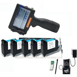 Draagbare inkjetprinter, Touchscreen 12.7mm Handheld Inkjet Printer Sneldrogende Coder Label Printer 600DPI QR Code Logo Thermische Printer(Printer and 5 ink)