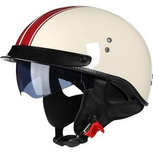 Motorhelm, ECE/DOT Goedgekeurde Motorfietshelm Met Halve Schaal, Open Motorhelm, Motorfietshelm Met Halve Schaal Voor Mannen En Vrouwen, Helm Voor Bromfiets, Scooter En Cruiser B,L=57-58CM