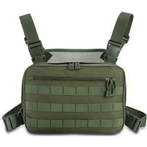 Kyrio Tactische Borst Rig Molle Radio Borst Harnas Houder Holster Vest voor Twee Manier Radio Walkie Talkies Groen