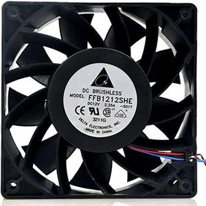 12V 2.25A Computer Case Fan for Optimal Airflow and Efficiency FFB1212SHE 120mm Server Fan -