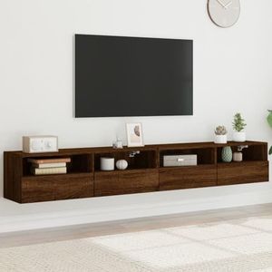 AJJHUUKI Entertainment Centra & TV Stands TV Wandkasten 2 stuks Bruin Eiken 100x30x30 cm Engineered Houten Meubels