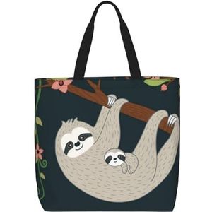 ZaKhs Cartoon Animal Print Vrouwen Tote Bag Grote Capaciteit Boodschappentas Mode Strand Tas Voor Werk Reizen, Zwart, Eén maat