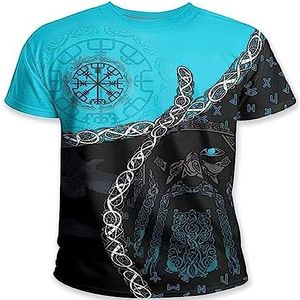 Noorse mythologie kompas paar T-shirt, 3D-printen nieuwigheid en mode groot formaat comfortabele korte mouwen, het perfecte vaderdagcadeau.