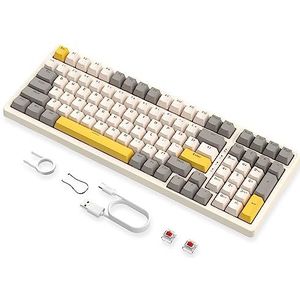 MAGIC-REFINER K3MAX Bekabeld Mechanisch Toetsenbord, Hot Swappable Mechanical Gaming Keyboard met 18 RGB-Verlicht, 100 Toetsen Anti-Ghosting TKL Compact Keyboard, Rode Schakelaar, EVA-Schuim-WIN/MAC