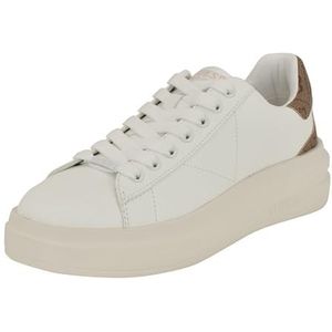 GUESS Dames Elbina Sneaker, Wit Medium Bruin Logo 140, 36 EU