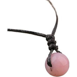 Women Labradorite Leather Necklace Fashion Amethyst Crystals Sphere Pendant Necklace Female Bohemia Jewelry (Color : Pink Opal)