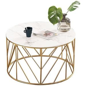 JLVAWIN Salontafel Kleine Ronde Salontafel/Bijzettafel/Sofa Tafel voor Woonkamer Scandinavisch Modern, Wit Marmeren Dienblad en Metalen Poten, Hoge 55cm Nachtkastjes (Grootte: 80x80x55cm)