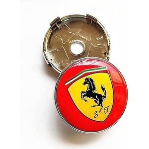 4 stuks Auto Wielnaafdoppen voor Ferrari 60 mm, Antiroest Naafdoppen Auto Velgen Beschermers Exterieur Decoratie Accessoires,D
