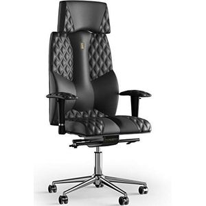 KULIK SYSTEM Ergonomische Executive Bürostuhl - Comfort & Verstellbarer Stuhl mit Rücken- und Wirbelsäulenstützsystem |Patentiertes Design| ""BUSINESS"" Echtes Leder - Schwarz Design