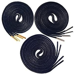 3 paar gewaxte ronde schoenveters met gouden/zilveren metalen punten Vrijetijdsschoenenaccessoires 70-180 cm, 90 cm (Color : 03 Blue, Size : 100)