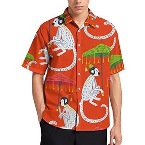 Vintage Monkeys Hawaiiaanse shirt voor mannen zomer strand casual korte mouw button down shirts met zak