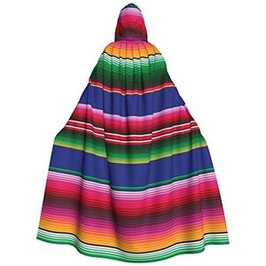 Bxzpzplj Kleurrijke Mexicaanse Strepen Print Hooded Mantel Lange Voor Carnaval Cosplay Kostuums, Carnaval Fancy Dress Cosplay, 185cm