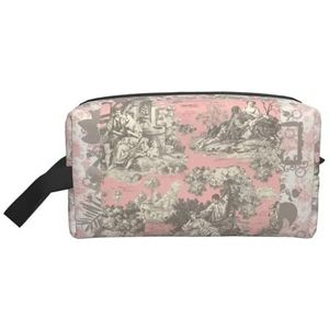 Kawaii reistoilettas van Jouy canvas, rood en wit, voor dames, make-up en cosmetica-organizer, beauty-opbergset voor meisjes, reizen, Kleur 11, Cosmetic Bag