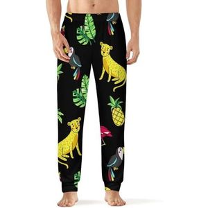 Tropic Palmboom En Dieren Mannen Pyjama Broek Zachte Lounge Bottoms Met Pocket Slaap Broek Loungewear