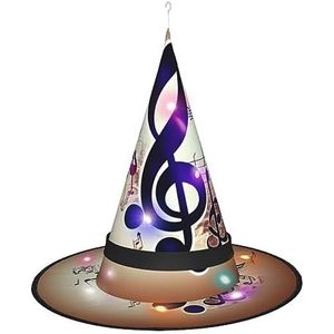 OdDdot Paarse muzieknoten heksenhoed - LED gekleurd licht, geschikt voor Halloween, Kerstmis, rollenspel en meer