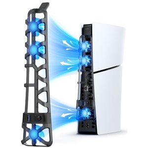 NexiGo PS5 Slim Silent verbeterde koelventilator met instelbare snelheid, automatisch in- en uitschakelen, met USB 3.0-poort, efficiënt koelsysteem voor zowel PS5 Slim Disc als digitale edities