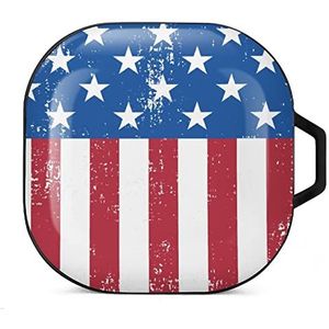 Retro Amerikaanse vlag oordopjes hoesje compatibel met Samsung hard shell beschermhoes zwart-stijl