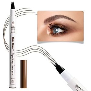 Music Flower Vloeibare wenkbrauwstift - waterbestendig met vier vorkpunten, micro-fork punt, veegvast, langdurig microblading - roodbruin