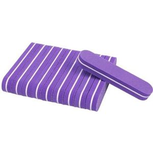 Een spijkerbuffer, 50 stuks veelkleurige nagelvijl spons buffers 100/180 grit 2-zijdig schuur- en polijstblok(Purple)