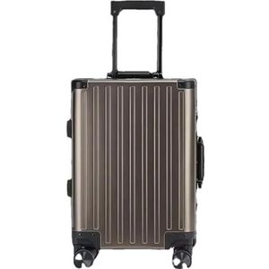 Aluminium Reizen Koffer Rolling Bagage 20/24/28 Inch Trolley Case Cabine Koffer, Bruin, 26