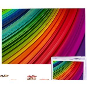 Regenboog kleur streep puzzels gepersonaliseerde puzzel 1000 stukjes legpuzzels van foto's foto puzzel voor volwassenen familie (74,9 cm x 50 cm)