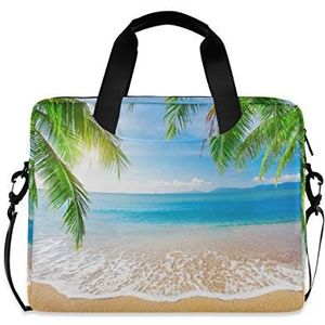 OOWOW Laptoptas voor Vrouwen Mannen Palm Tropische Oceaan Zee Strand Lichtgewicht Aktetas 14 15.6 16 inch Laptop Sleeve Case Computer Schouder Messenger Bag, Meerkleurig, OneSize