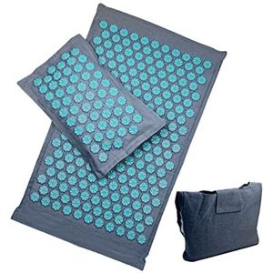 Rugmassager Met Warmte Coconut Fiber Acupressure Mat Back Foot Massage Mat met kussenset Ontspanning Stress relief spike acupunctuur mat kussen Shiatsu Massagekussen (Size : Gray 3 sets)