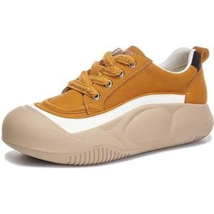 kumosaga Modieuze platform-mode-sneakers for dames, comfortabele casual wandelschoenen met retro ronde neus, instappers for dames (Color : Yellow, Size : EU36)