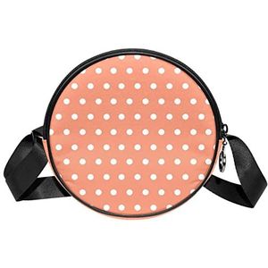 Witte Polka Dots op Koraal Rode Achtergrond Patroon-01 Crossbody Tas Messenger Bag Purse voor Vrouwen, Meerkleurig, 6.7x6.7x2.3 in, Sling Rugzakken