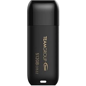 TEAMGROUP C175 512 GB USB 3.2 Gen 1 (USB 3.1/3.0) Lezen 100 MB/s Flash Thumb Drive, externe data-opslaggeheugenstick compatibel met computer/laptop, matzwart TC1753512GB01