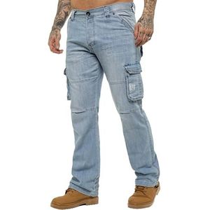 ﻿989Zé ENZO Cargobroek voor heren, regular fit werkbroek Cargobroek Jeansbroek EZ08 LICHTBLAUW 30W / 32L