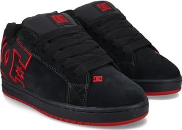 Dc Shoes Court Graffik Logo Contrast Skate Sneakers voor heren, veterschoenen, Donkergrijs Rood, 47 EU
