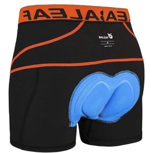 BALEAF Fietsshort voor heren, 4D gewatteerde mountainbike-ondergoed, MTB-voering, ademende fietsonderbroek, oranje, M
