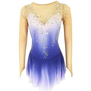 Purper,11/13,PONNYC Meisjes Schaats Wedstrijdjurk Kunstschaats Rokken Met Kleurverloop Winter Sport Kleding Met Hoge Elasticiteit Flash Diamond Ritmische Gymnastiek Turnpakje