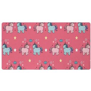 VAPOKF Roze blauwe eenhoorns ster roze achtergrond keuken mat, antislip wasbaar vloertapijt, absorberende keuken matten loper tapijten voor keuken, hal, wasruimte