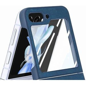 Flip Case Cover Ultradunne hoes Compatibel met Samsung Galaxy Z Flip 5 hoes Ingebouwde schermbeschermer aan de voorkant, PU lederen achterkant van de hoes Dunne hoes Minimalistisch ontwerp Schokbesten