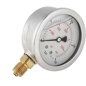 Hydraulische manometer, 0-400 bar / 0-5800PSI G1 / 4 63 mm manometer voor water, olie en brandstof