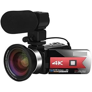 Videocamera Camcorder 4K digitale videocamcorder for live streaming 5 6mp Schoonheid licht touchscreen Night Vision WiFi Digitale zoomcamera for Vlog-opname Multifunctionele vlogcamera(Standard,K1 Mic