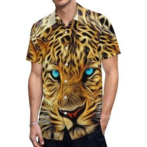 Prairie Cheetah Leopard Heren Korte Mouw Shirts Casual Button-down Tops T-shirts Hawaiiaanse Strand Tees 2XL