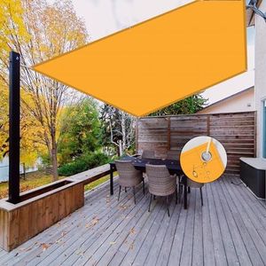 NAKAGSHI Zonnezeil, waterdicht, geel, 3,5 x 4,5 m, zonnezeil met rechthoekige ogen, uv-bescherming, 95% voor tuin, balkon, terras, camping, outdoor
